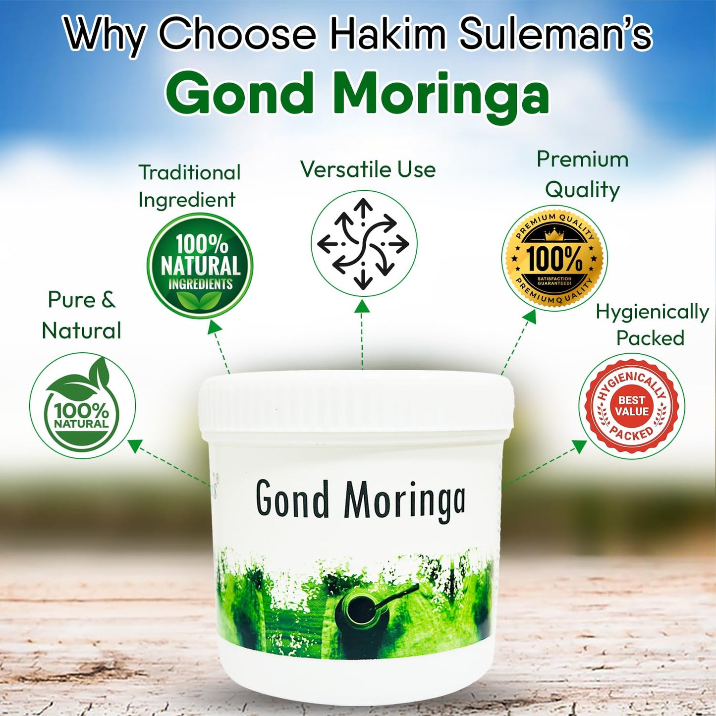 Hakim Suleman's Gond Moringa and Gond Siyah Raw Combo Pack | Herbal Wellness Duo | Daily Use Value Combo