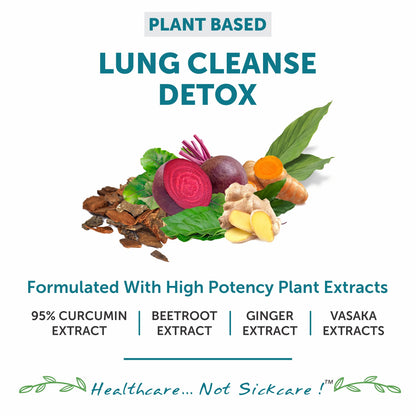 Bliss Welness Lung Detox,Curcumin Stinging Nettle Arjuna Vasaka Beetroot Punerneva Trikatu Kateri Echinecea Piperine,Repair Pollution Damage Cleanse Respiratory Support Tar-60 Vegetarian Tablets