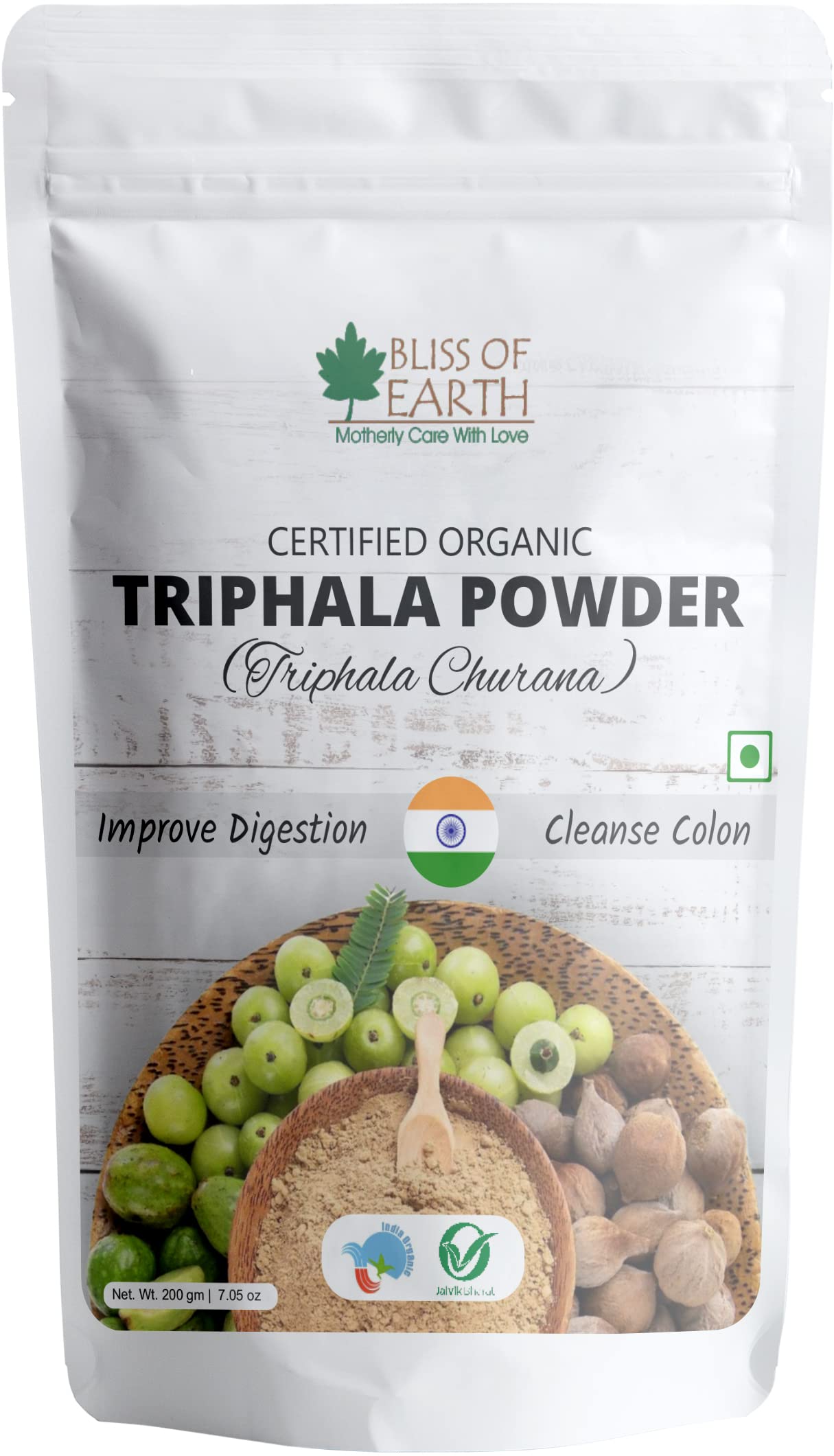 Bliss of Earth Organic Triphala Powder, Ayurvedic Churna, Herbal Blend of Harad,