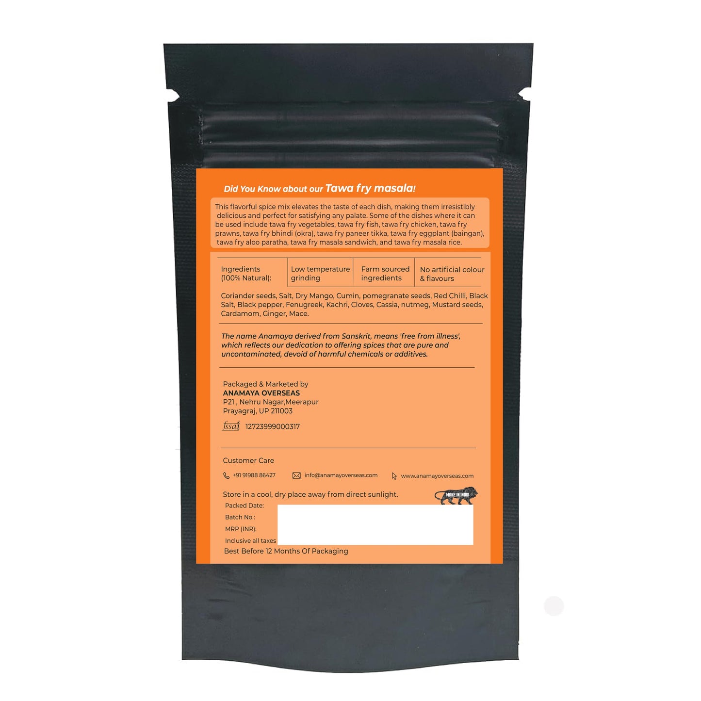 Anamaya Fish Fry Masala Powder 100 gms | Bharwa Masala | Kalonji Masala Powder | Tawa Fry Masala