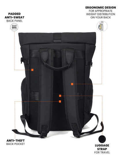FUR JADEN Vegan Leather Stylish 15.6 Inch Premium Laptop Backpack for Office & Travel (Black)