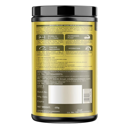 MuscleBlaze Bcaa Gold 8:1:1 Powder (Fruit Punch, 450G, 30 Servings) | W- image 8
