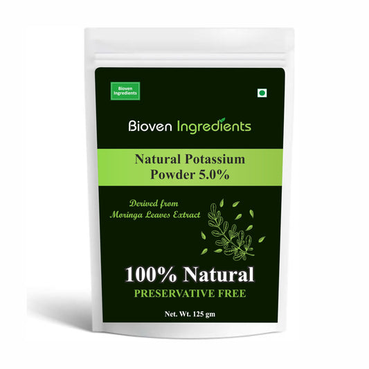 Natural Potassium Powder, Derived from 100% Natural & Organic Moringa Leaves Extract by Bioven Ingredients, Non-GMO Supplement, No Preservatives, Sugar, Gluten or Dairy Free Powder
