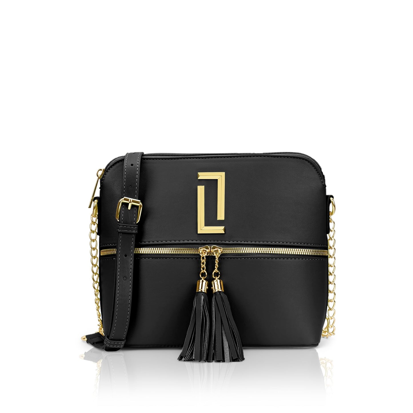 Lavie Luxe Women's Mono Tiara 25 Medium Monogram Print Tassel Cross Body Sling Bag | Ladies Purse Handbag | Ladies Gift