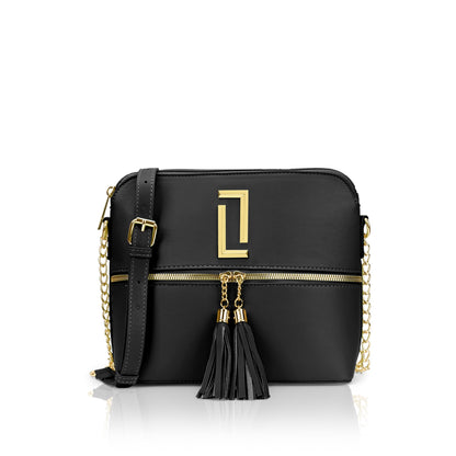 Lavie Luxe Women's Mono Tiara 25 Medium Monogram Print Tassel Cross Body Sling Bag | Ladies Purse Handbag | Ladies Gift