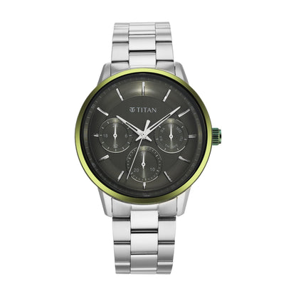 Titan Urban Magic Green Dial Quartz Multifunction Stainless Steel Strap Watch fo