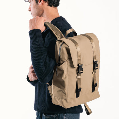 DailyObjects Taiga Backpack (19L) Ultra Light Office/Travel Laptop Backpack (19L) for Men & Women with 15inch Compartment, Water-Repellent, Multi-Pocket, Bottle Holders with Trolley Strap- S& Beige