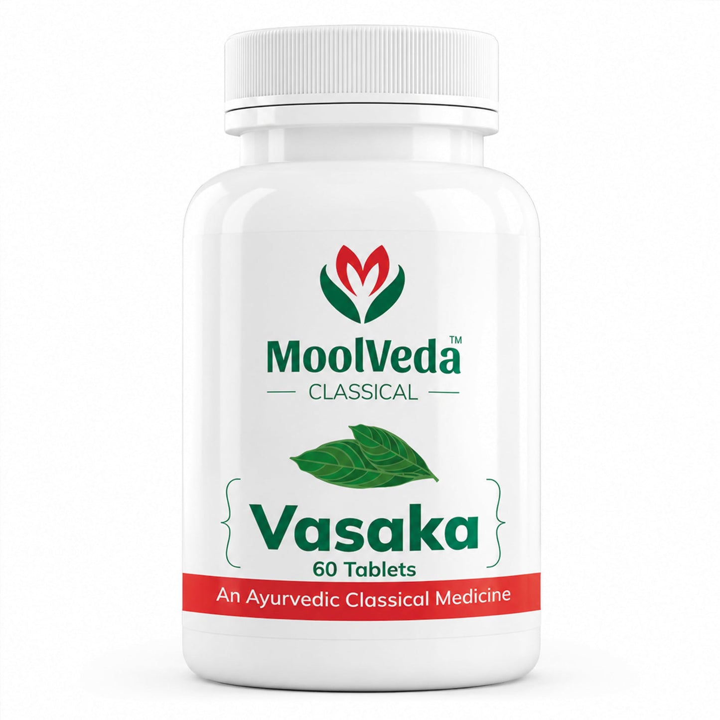 Moolveda Vasaka Tablets 60 Veg Tablets | Ayurvedic Herbal Supplement for Cold & Cough Support | Supports Respiratory Health & Healthy Breathing | With Vasaka (Adhatoda Vasica) Extract