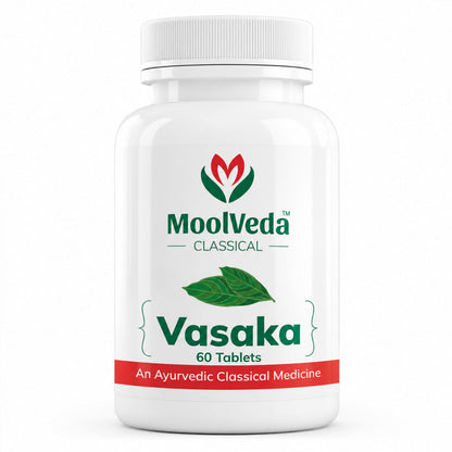 Moolveda Vasaka Tablets 60 Veg Tablets | Ayurvedic Herbal Supplement for Cold & Cough Support | Supports Respiratory Health & Healthy Breathing | With Vasaka (Adhatoda Vasica) Extract
