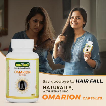 Jeena Sikho Omarion Capsules | Ayurvedic Haircare Supplement For Women And Men | Naturally Blended With Bhringraj, Shankhapushpi, And Brahmi | Herbal Capsules For Hair Health, 60 Capsules