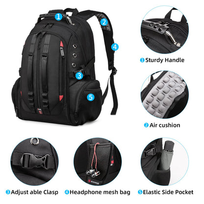 BANGE Backpack with USB Charging Port (1901_Black)- image 7