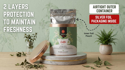 "Tattva Adih Himalayan Stinging Herbal Nettle Leaf Infusion | 50 grams, 30+ Cups I Brain Health, Hair Growth & Digestion | Caffeine-Free Nettle Leaves in Airtight Tin "