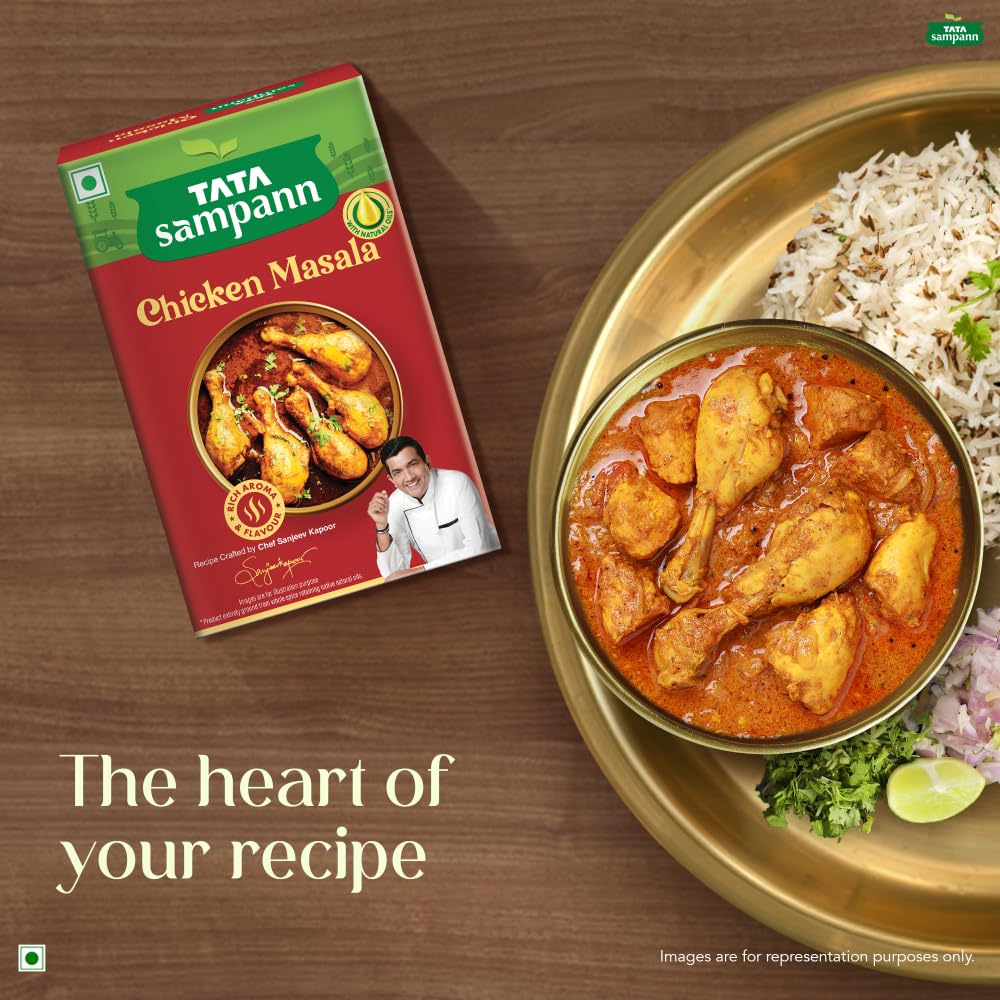 Tata Sampann Chicken Masala with Natural Oils, 100g, Crafted by Chef Sanjeev Kapoor, With Chef’s Exclusive Tip, Rich Aroma & Flavour