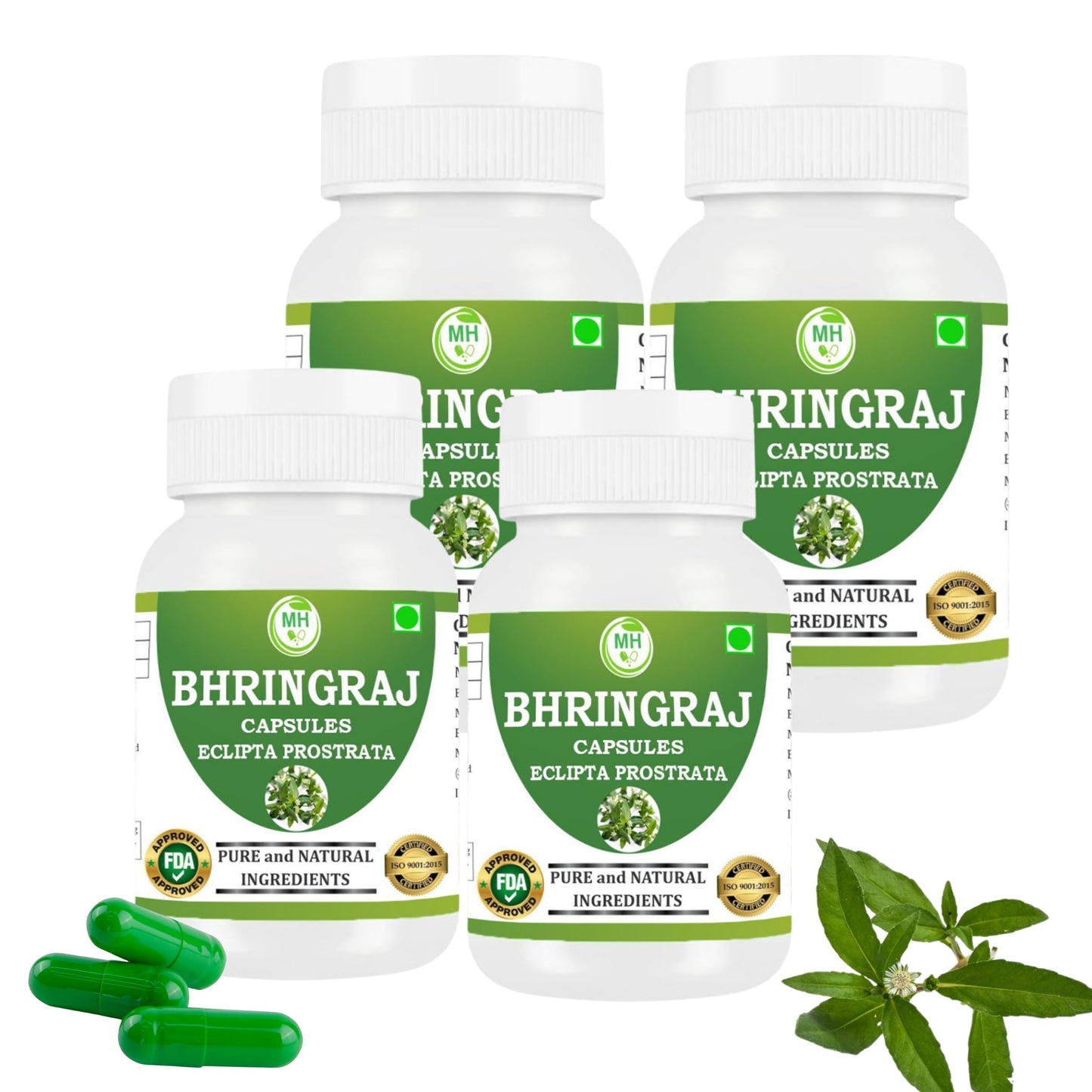 Bhringraj Capsules – 100% Pure & Natural | Ayurvedic Herbal Supplement | Hair & Scalp Support | 60 Vegan Capsules (4)