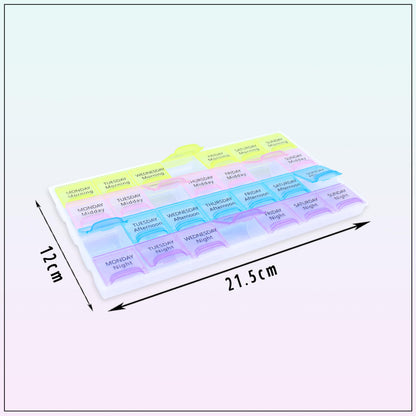 GLUN® Weekly Medicine Pill Reminder Tray, 4 Times a Day for Medications, Vitamins, Supplements and Other Pills