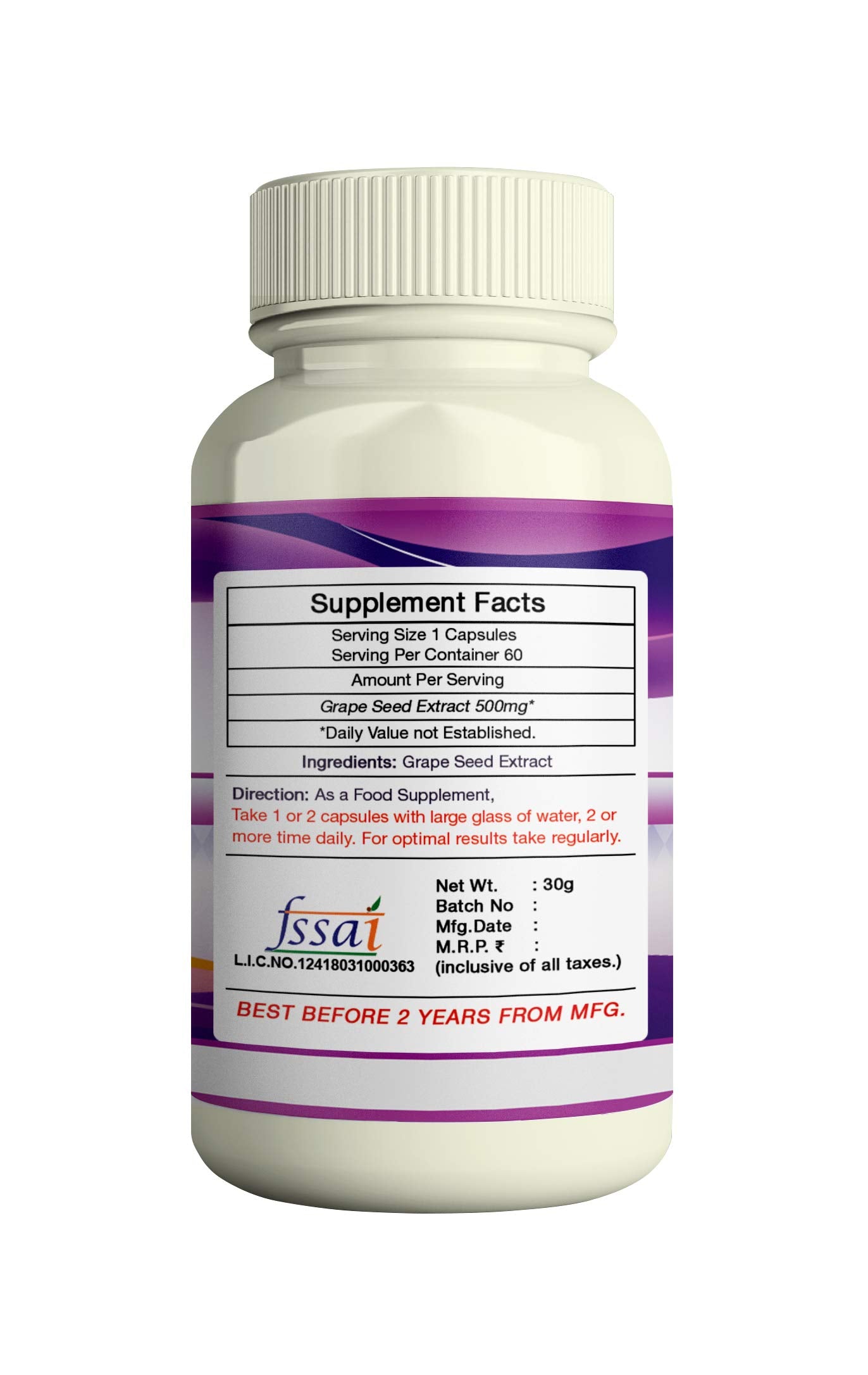 ERBZENERG®Grape seed Extract 60 Capsules- (Pack of 2)