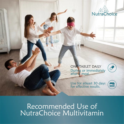 NutraChoice Multivitamin Tablet for Men & Women With Probiotics, Vitamin C, E, B12, Zinc, Bones, Biotin, Amino Antioxidants for Healthy Hair, Strength, Stamina, Skin & Nails - 120 Tablets