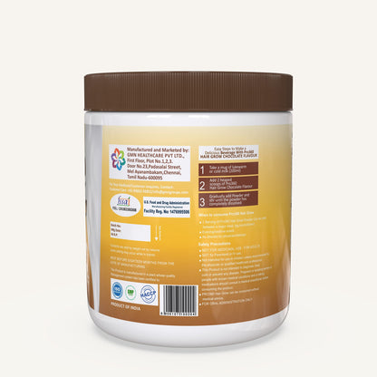 Pro360 Hair Grow Nutritional Protein Supplement Powder for Healthy Hair, Glowing Skin & Nails - Enriched with Biotin and Green Apple Skin Extract for Men & Women - Chocolate Flavor 250g (Pack of 1)