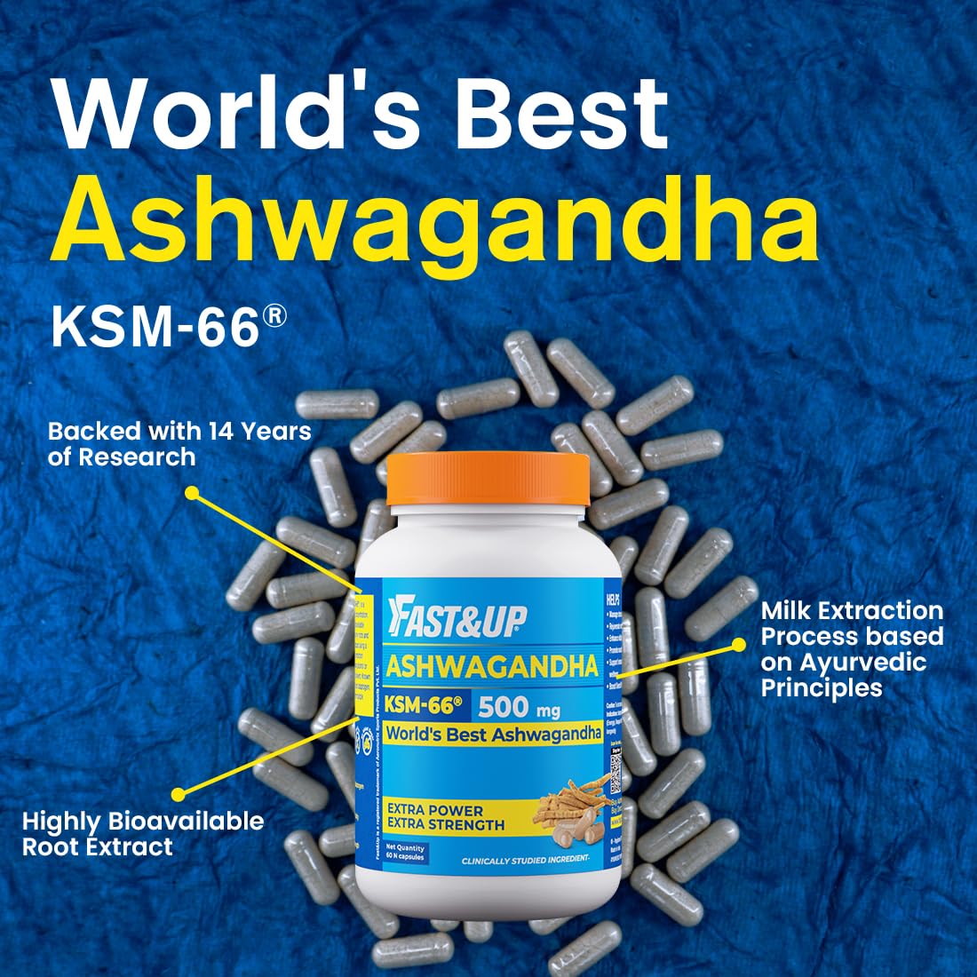 Fast&Up 500mg KSM-66® Ashwagandha – World's Best Ashwagandha (60 Capsul- image 8