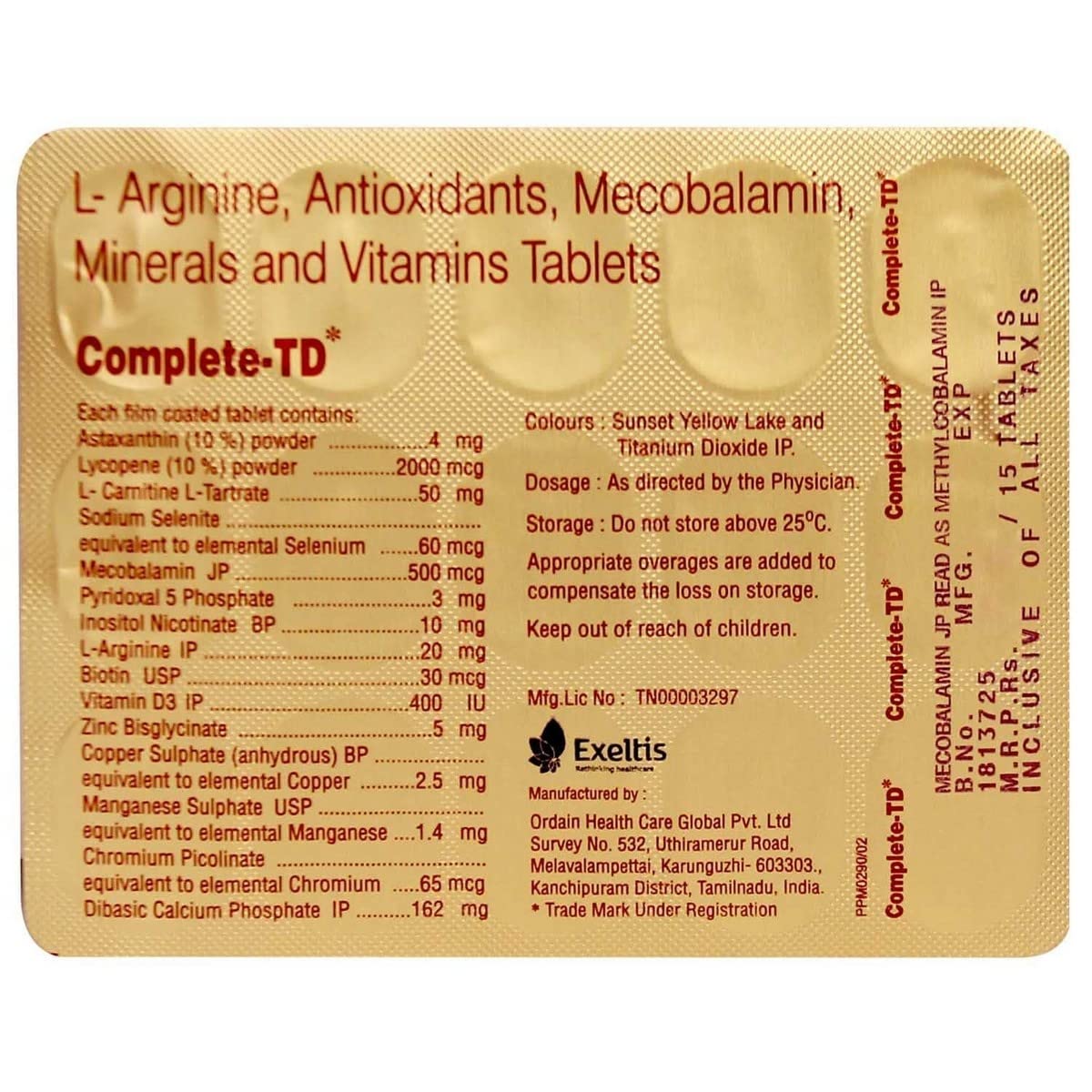 Complete-TD - Blister Pack of 15 Tablets