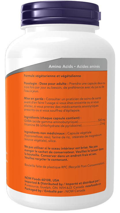 Now Foods Gaba 500Mg + B-6 200Vcap- image 9
