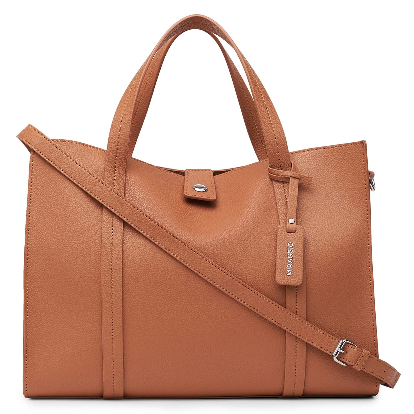 Miraggio Grace Solid Tote Bag For Women With Adjustable & Detachable Sling | Tote Bag For Women Stylish (Tan)