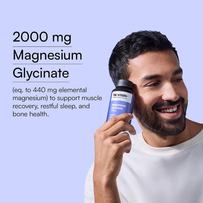 HK Vitals Magnesium Glycinate Men, 120 Tablet | For Better Sleep Quality & Muscle Recovery