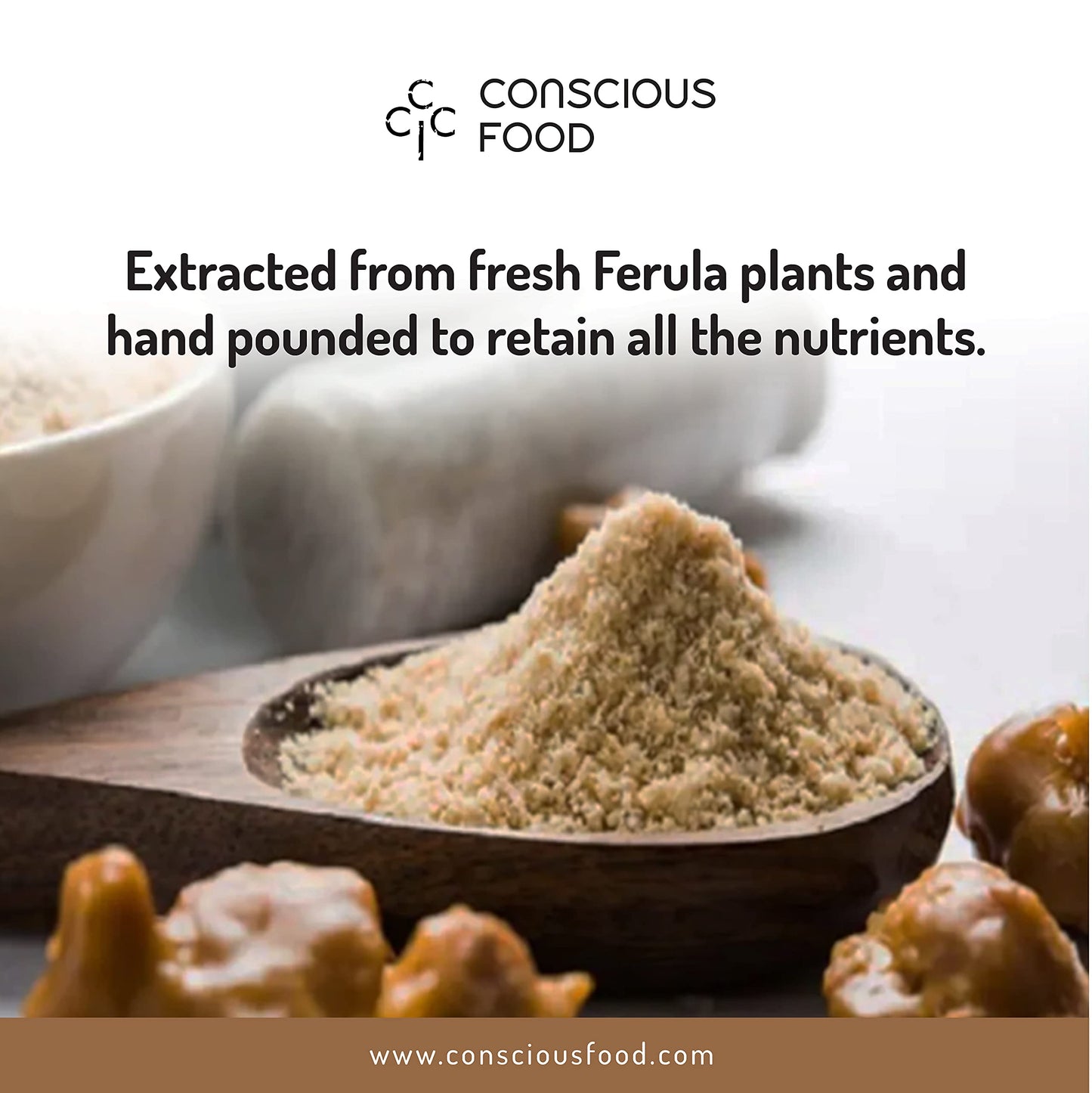 Conscious Food Asafoetida | 100% Pure Hing | Non Compounded | 10g | Extra Strong & Hand Pounded