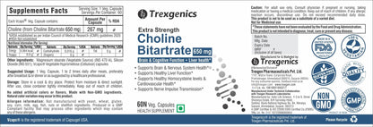 Trexgenics Choline Bitartrate 650mg Cognitive Function, Fat Metabolism,- image 6