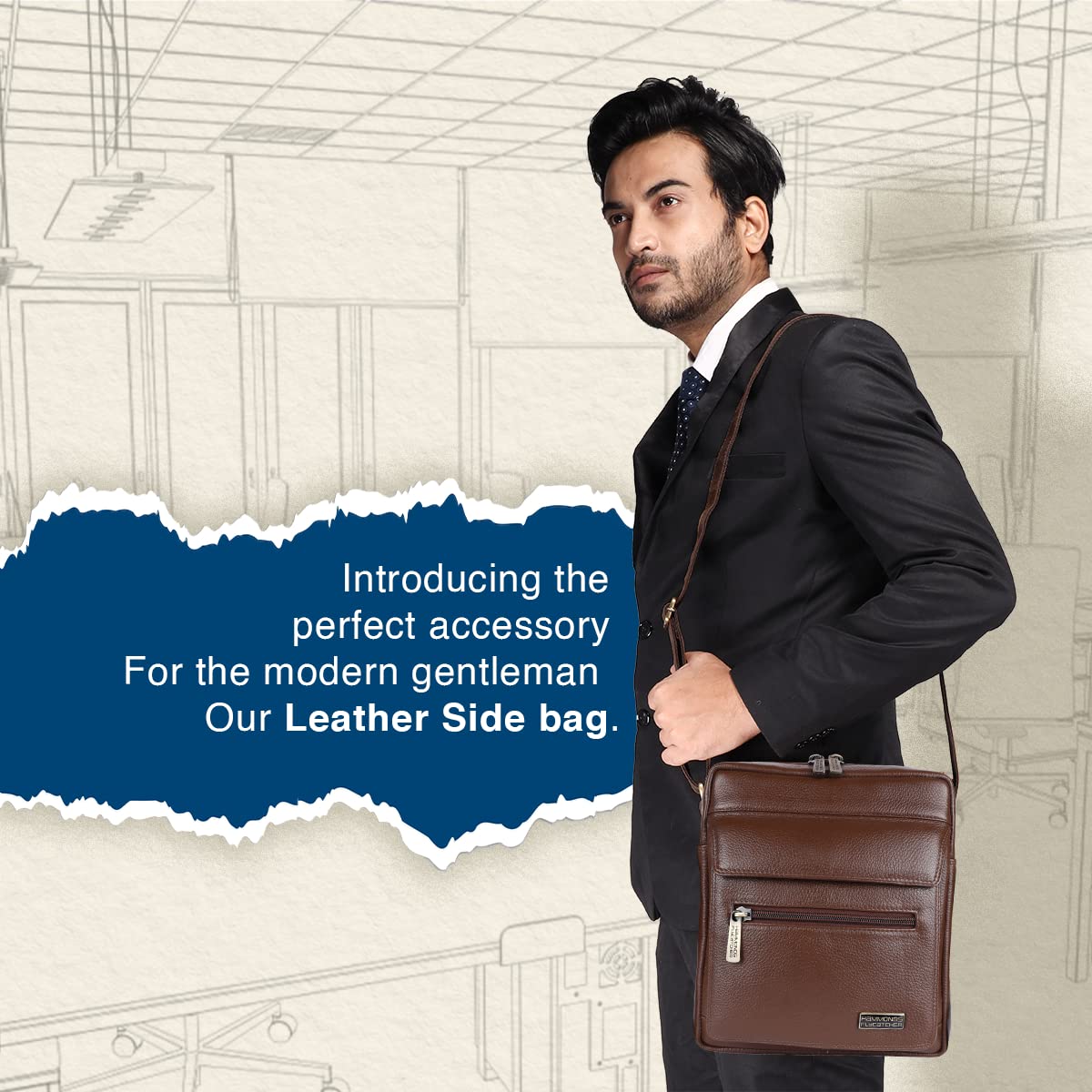 HAMMONDS FLYCATCHER Unisex Adult Genuine Leather Sling Bag, Stylish and Spacious Crossbody Bag for Daily Use, Travel - Adjustable Strap, 1 Year Warranty - Brushwood, Brown