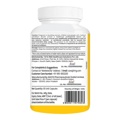 1MG Tata Brain Formula With Vitamin B Complex, L-Tyrosine, L-Theanine, Brahmi, Ginkgo And Pine Bark Extract Capsule Helps In Improving Memory And Concentration For Unisex (Pack Of 60 Capsules)