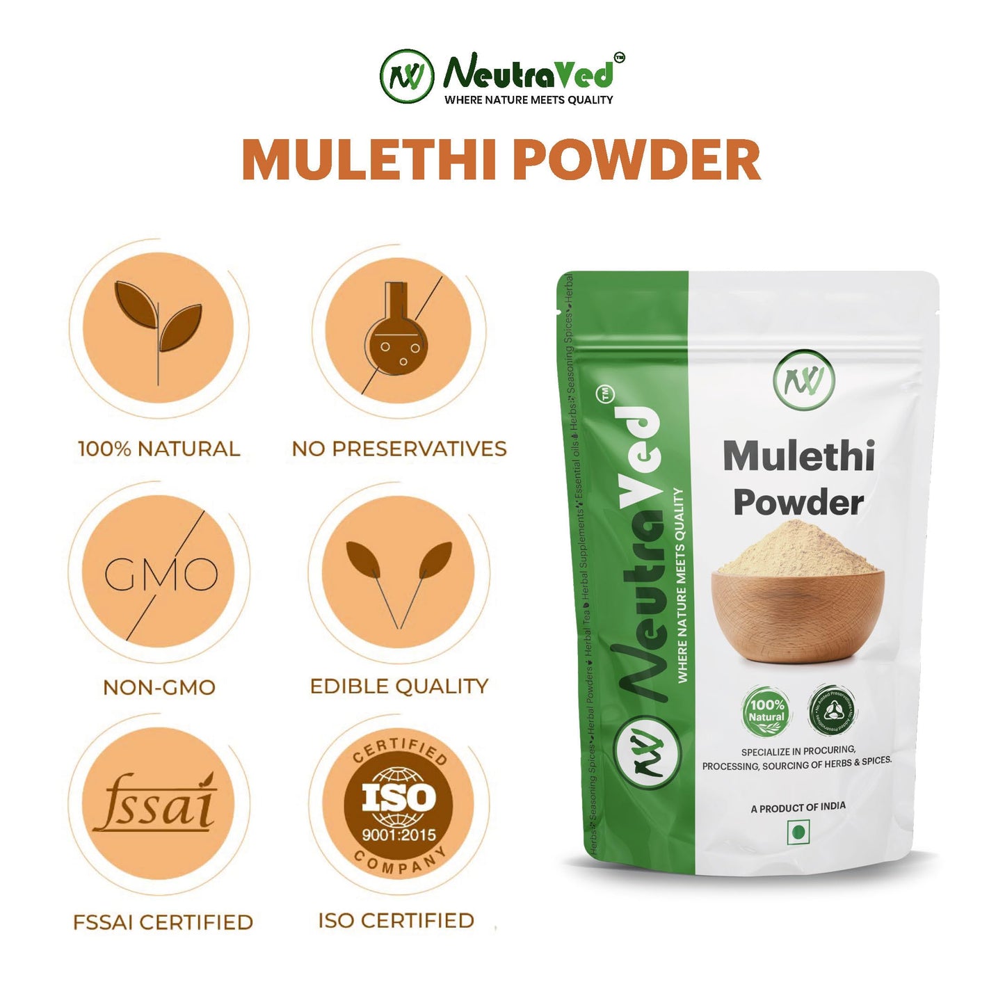 NeutraVed Mulethi Powder Organic for Pigmentation, Drinking & Eating –- image 3