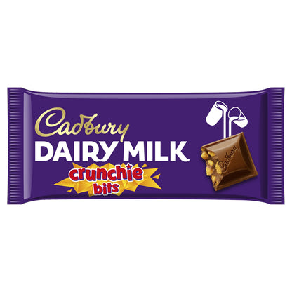 Cadbury Dairy Milk Chocolate Crunchie Bits Bar, 100% Sustainably Sourced Cocoa With Honeycomb Pieces 180g (From UK) With Free Flavourito Kunafa Pistachio Chocolate Bar, 20g By Decadent Foods