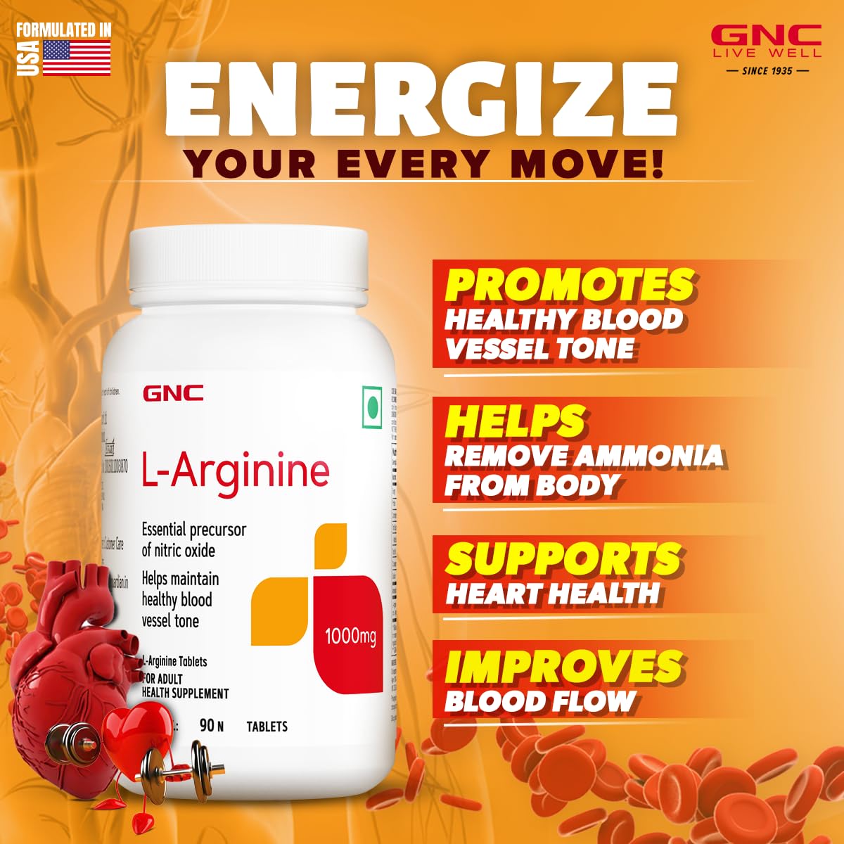 GNC L-Arginine 1000 mg | 90 Tablets | 1000mg Per Serving- image 6