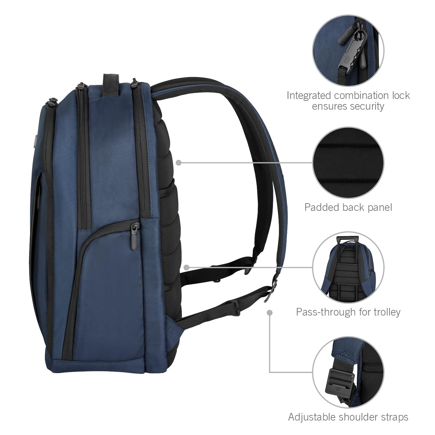 Victorinox Swiss Designed Backpack, Altmont Professional Essentials Laptop Backpack, Navy Blue, Dedicated Laptop and Tablet Compartment, Business Travel Office Bag For Men, 24 Litres, (653289)