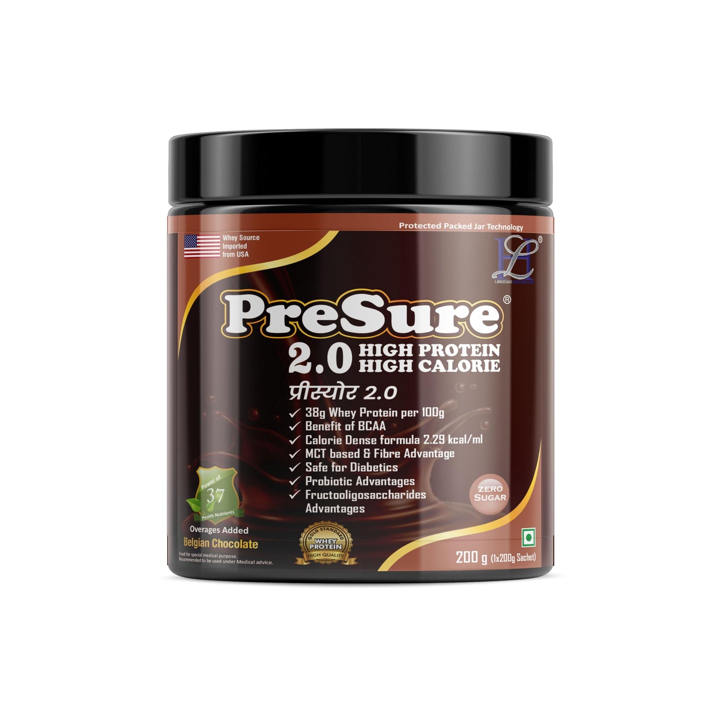 PreSure 2.0 HIGH PROTEIN HIGH CALORIE Whey Protein Powder Chocolate Flavor For Men And Women_(200 gm)