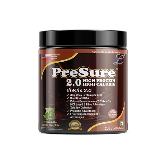 PreSure 2.0 HIGH PROTEIN HIGH CALORIE Whey Protein Powder Chocolate Flavor For Men And Women_(200 gm)
