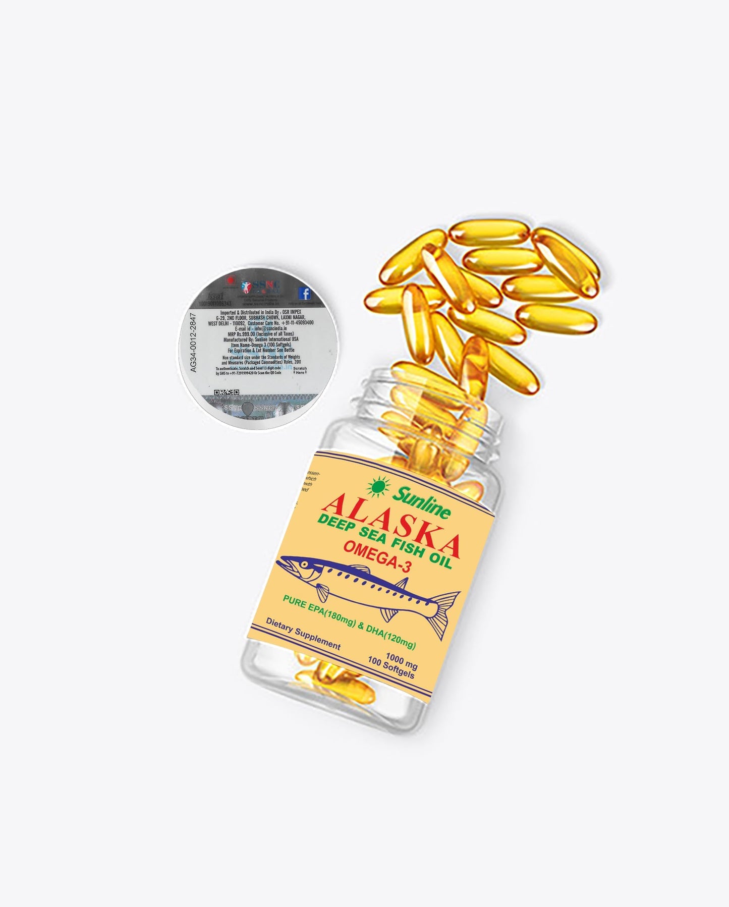 Sunline Alaska Omega-3 | Deep Sea Fish Oil | 1000Mg,100 Softgels