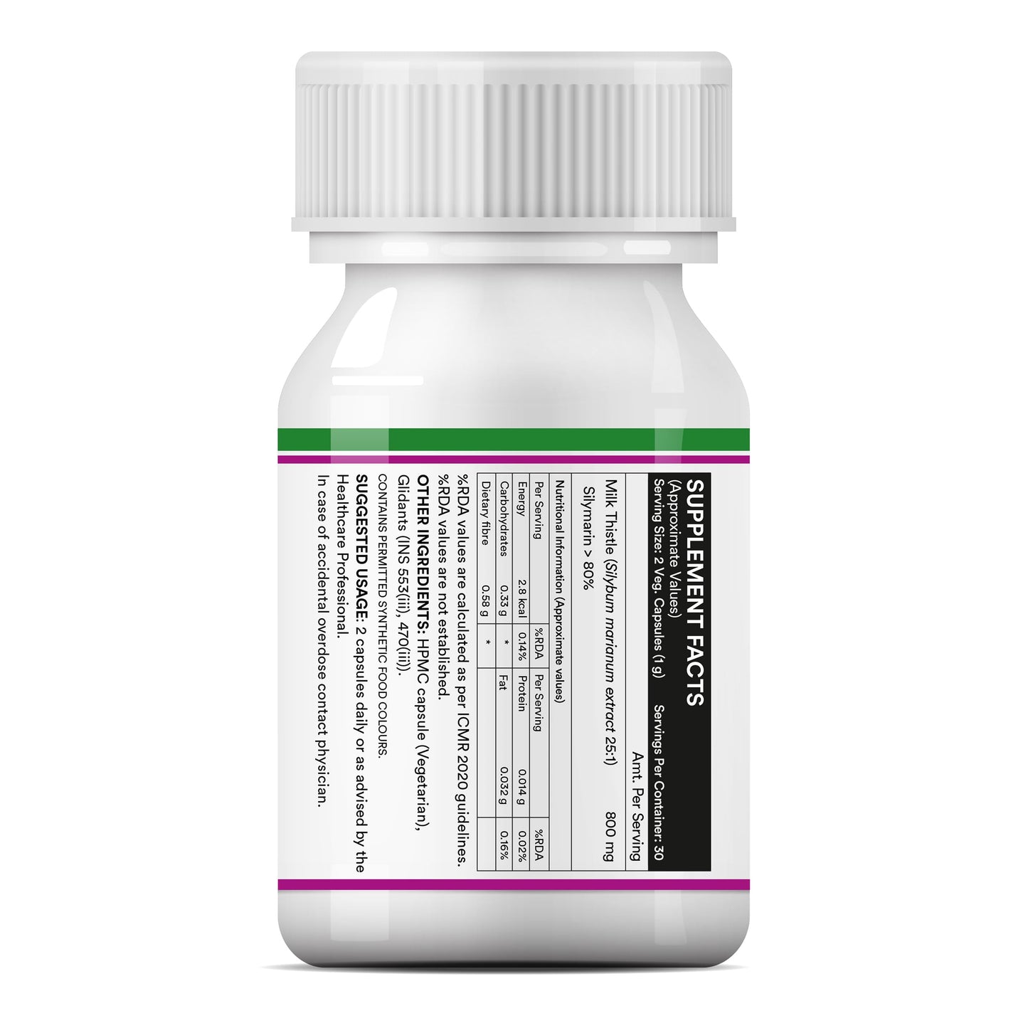 INLIFE Milk Thistle 800mg Silymarin, Silybum Marianum Extract 25:1, Liver Health & Detox Function, Men Women, 60 Veg Capsules (Pack of 1, 60)