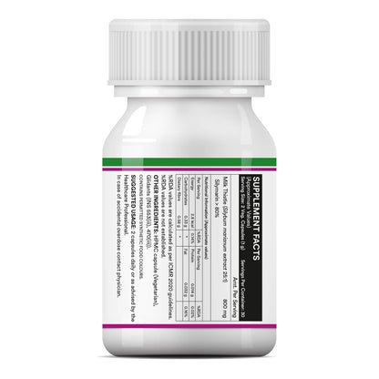 INLIFE Milk Thistle 800mg Silymarin, Silybum Marianum Extract 25:1, Liver Health & Detox Function, Men Women, 60 Veg Capsules (Pack of 1, 60)