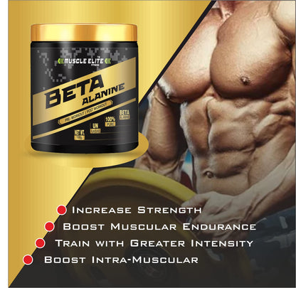 Muscle Elite Fitness Pure 100% Beta-Alanine Pure Powder 2,200 mg - Delays Muscle Fatigue, Massive Pumps, Muscular Endurance & Recovery | Pre Workout supplement for Men & Women - 100g, Unflavoured