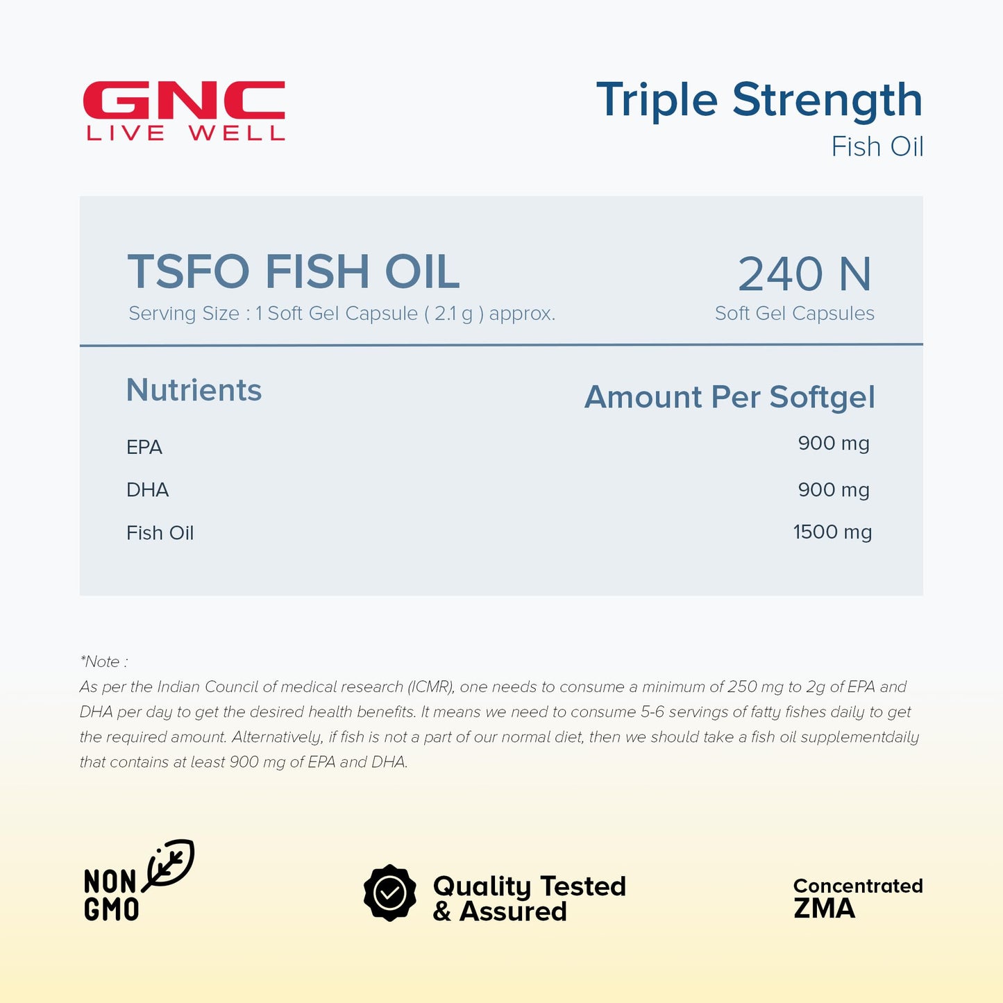 GNC Triple Strength Fish Oil 1500mg Omega-3 with 900mg EPA & DHA | 240 Softgels | For Heart, Healthy Cholesterol, Joint Comfort, Focus & Vision | Enteric-Coated for No Fishy Aftertaste |USA Formulated