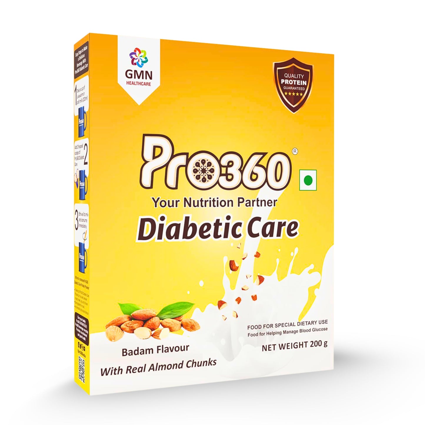 Pro360 DiabetiCare Pro Nutritional Diabetic Protein Food Supplement Powder to Manage Diabetes and Blood Glucose for Adults - 200gm (Badam Refill)