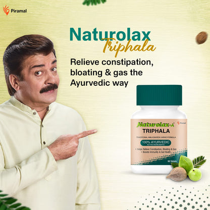 Naturolax-A Triphala Ayurvedic Solution | Relieves Constipation & Bloating | 60 Tablets x Pack of 1