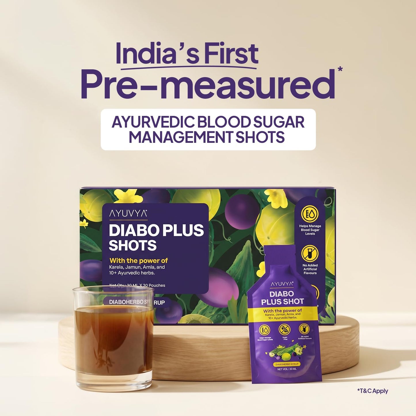 Ayuvya Diabo Plus Shots | For Type 2 Diabetes & PreDiabetes | Helps Manage Healthy Sugar Levels | Packed With Powerful Ayurvedic Ingredients Jamun, Karela, Neem & 10+ Ayurvedic Herbs | No Added Sugar| Pack of 1 month