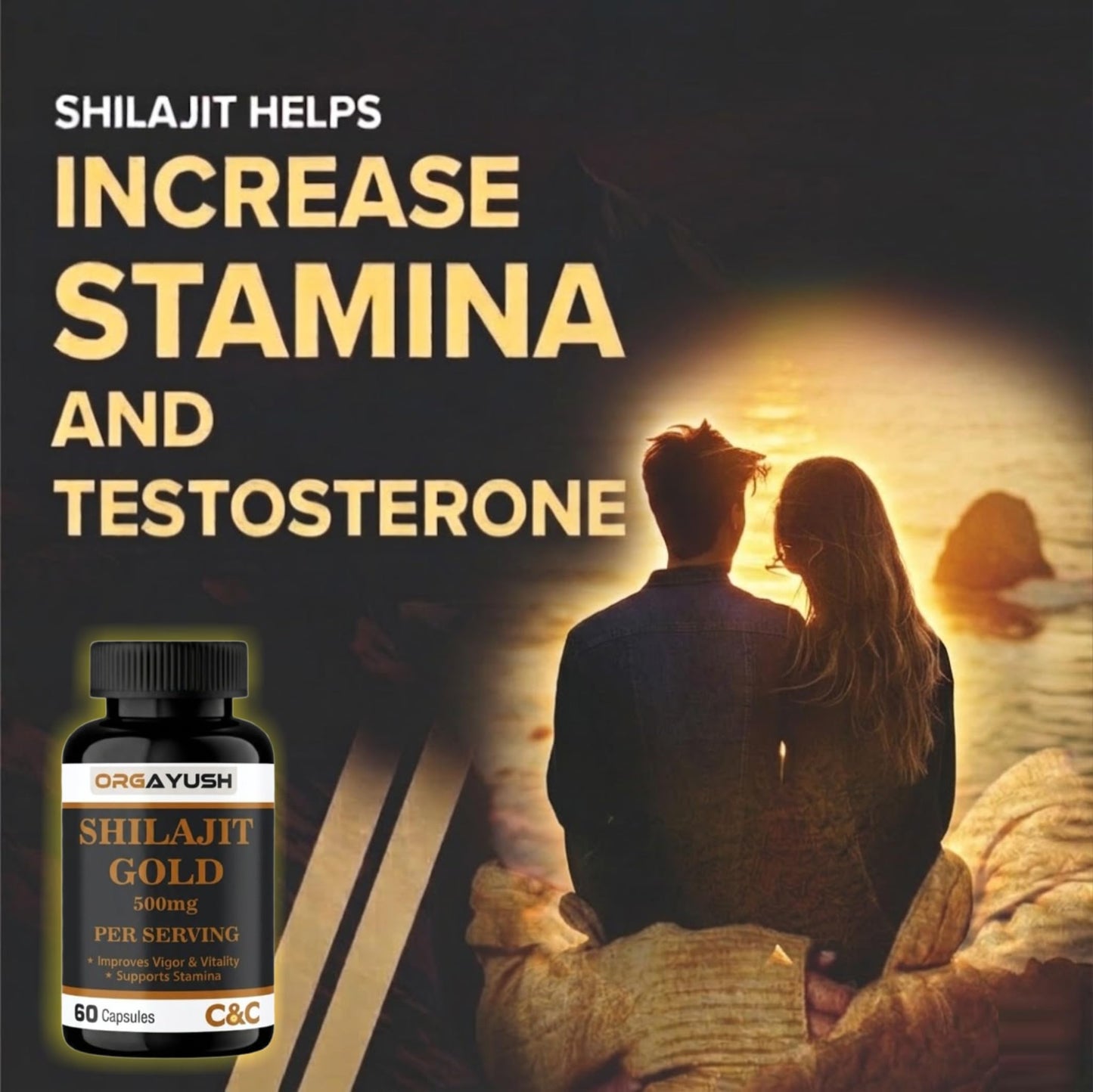 ORGAYUSH Shilajit Gold Capsules – Nano Formulated Himalayan Shilajit Supplement for Energy, Stamina, Vitality & Immunity Support with Fulvic Acid & Minerals (Pack of 1)