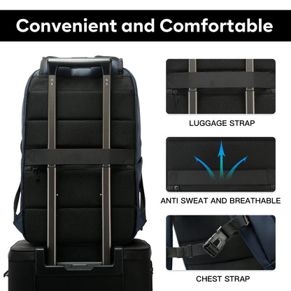 BANGE Durable Business Smart Backpack for Men and Women，can holds 15.6 Inches Laptop Backpack, Waterproof Commute Work Travel Backpack, Flight Carry-On (blue)