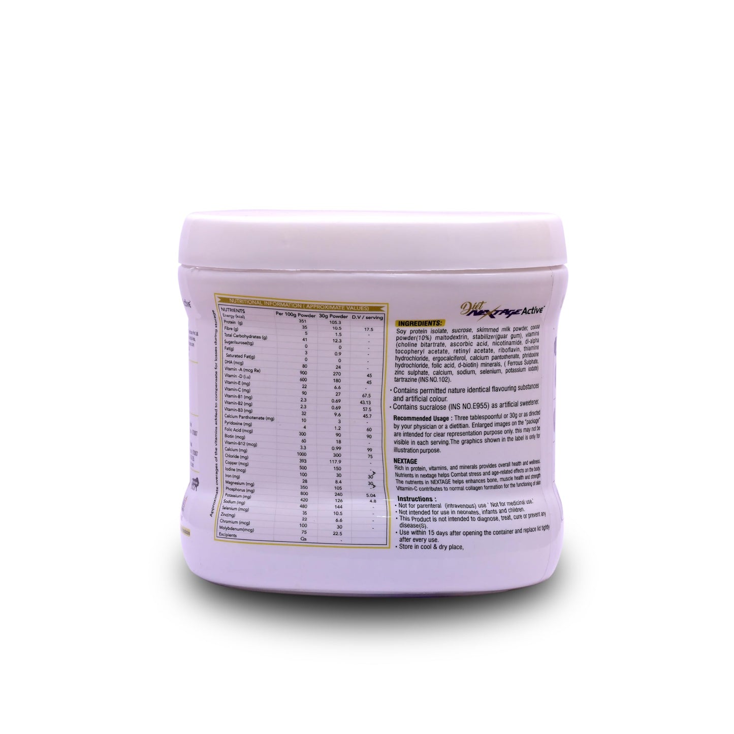 Diet Nextage Active Protein Powder for Adults | High Protein Nutrition Drink for Energy, Strength & Immunity | Sugar Free | Vanilla Flavour 200g