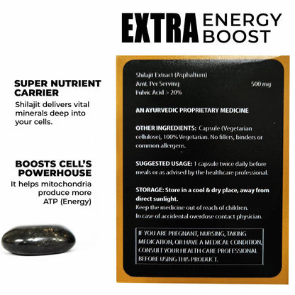 Knoll Shilajit 500mg High-Potency Capsules | Fulvic Acid >20% | Helps Boost Energy & Supports Metabolism | 10 x 3 Veg Caps (Pack Of 3)