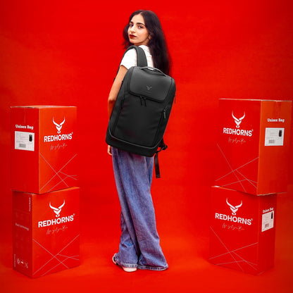 REDHORNS Velocity 15.6” Unisex Laptop Bag Anti-Theft, Water-Resistant 27L with USB Charging and 3 digit lock for College, Travel, School Backpack Men & Women
